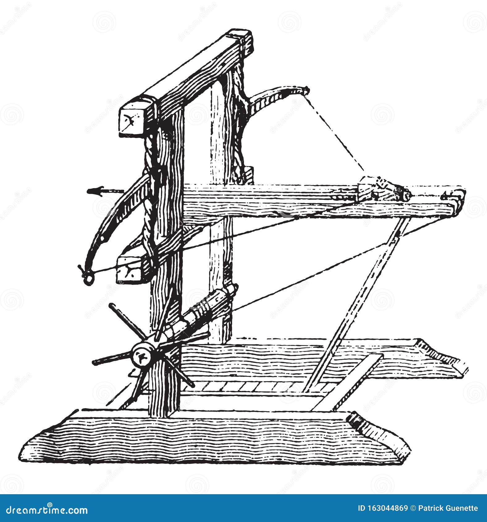 Catapult, Vintage Engraving Stock Vector Illustration of ancient
