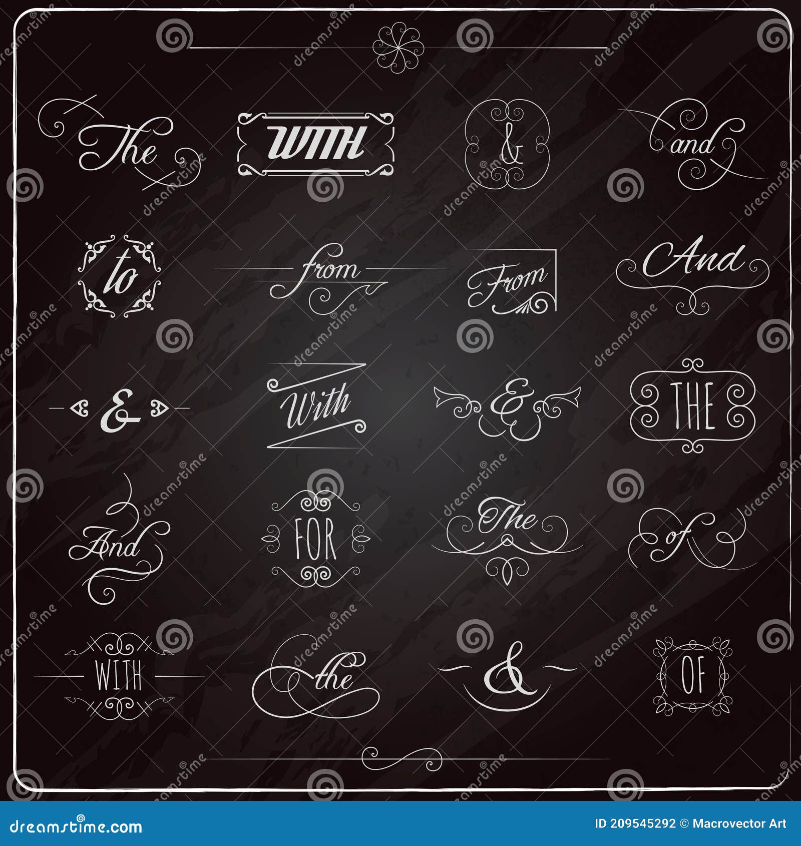 Catchwords Chalkboard Set stock vector. Illustration of border 209545292