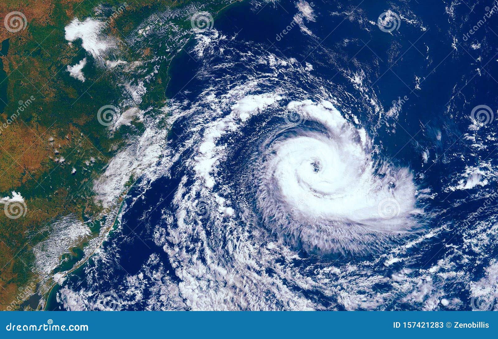 category 5 super typhoon from outer space view. the eyewall of the hurricane