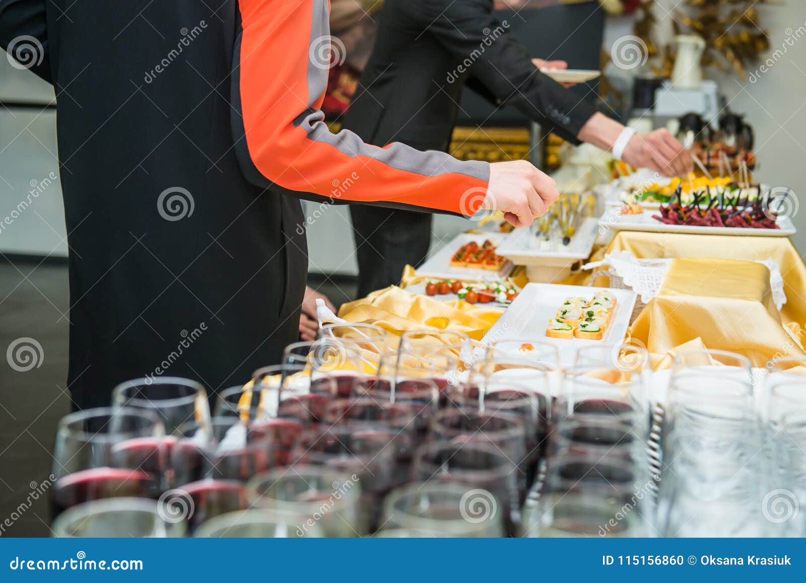 Catering Buffet Table with Food and Snacks for Guests of the Event