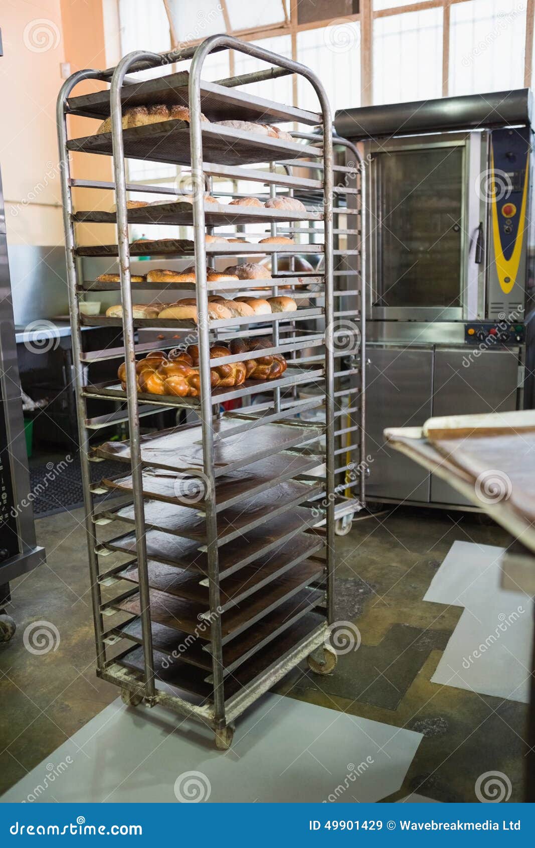Catering Building with Shelf of Fresh Breads Stock Image Image of