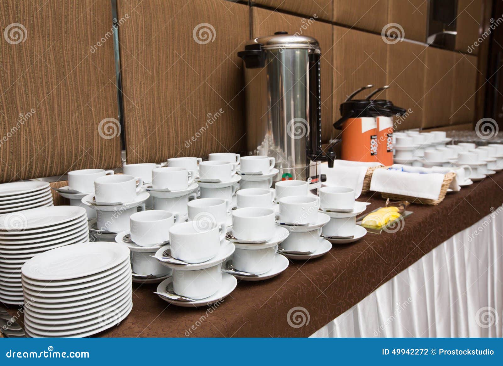 Catering Rows of Cups Served for Tea Table Stock Photo Image of