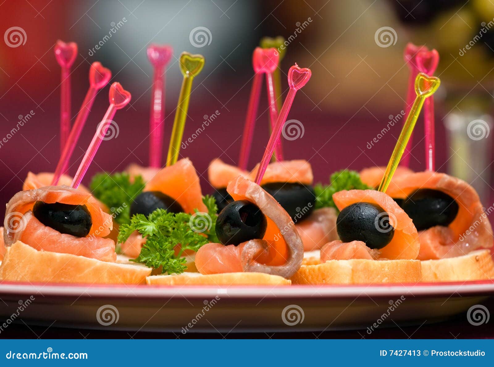 Catering Salmon with Olive Appetizer Stock Image Image of
