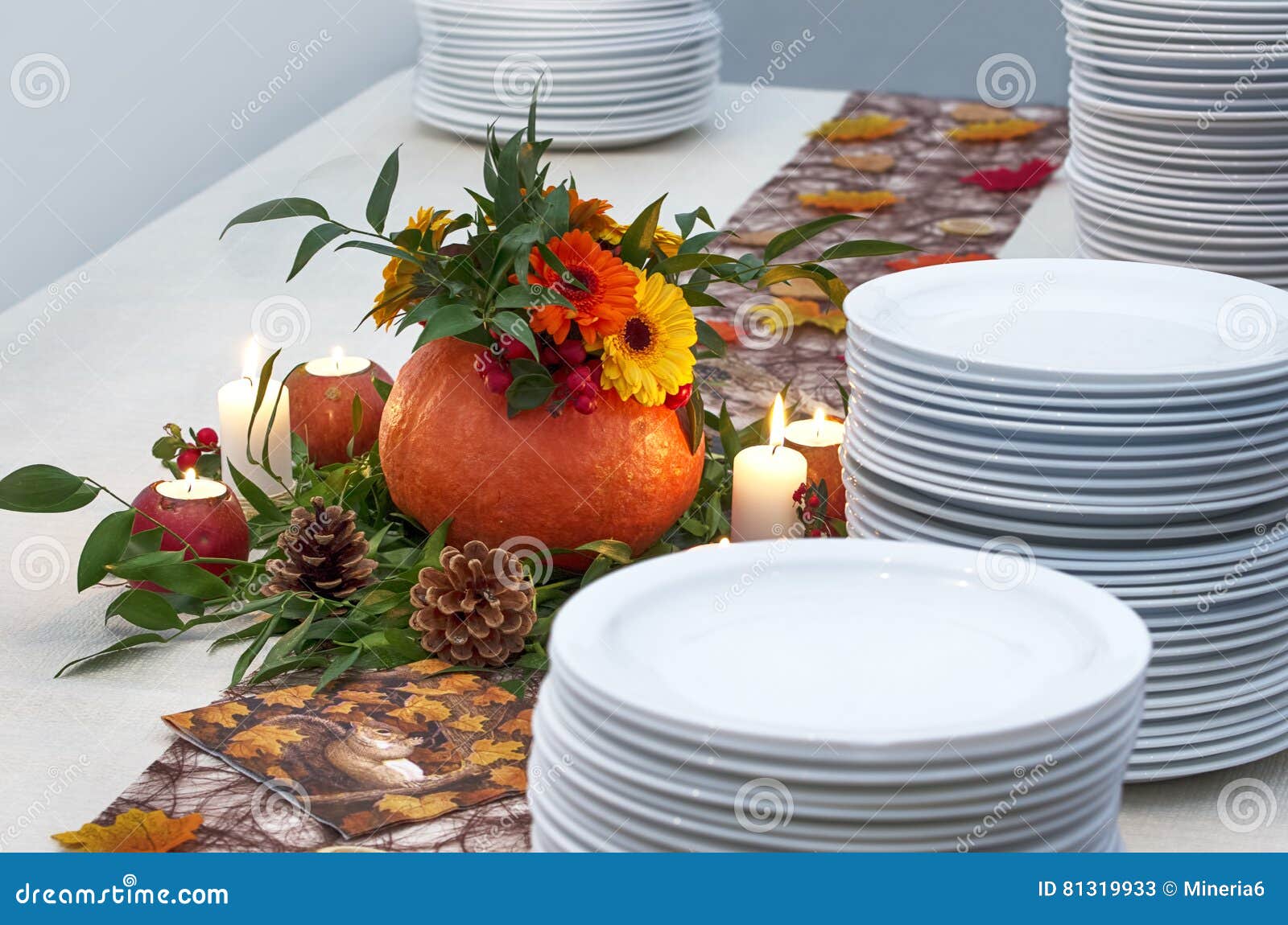 Catering Service Table Set Decoration Stock Image - Image of flower ...