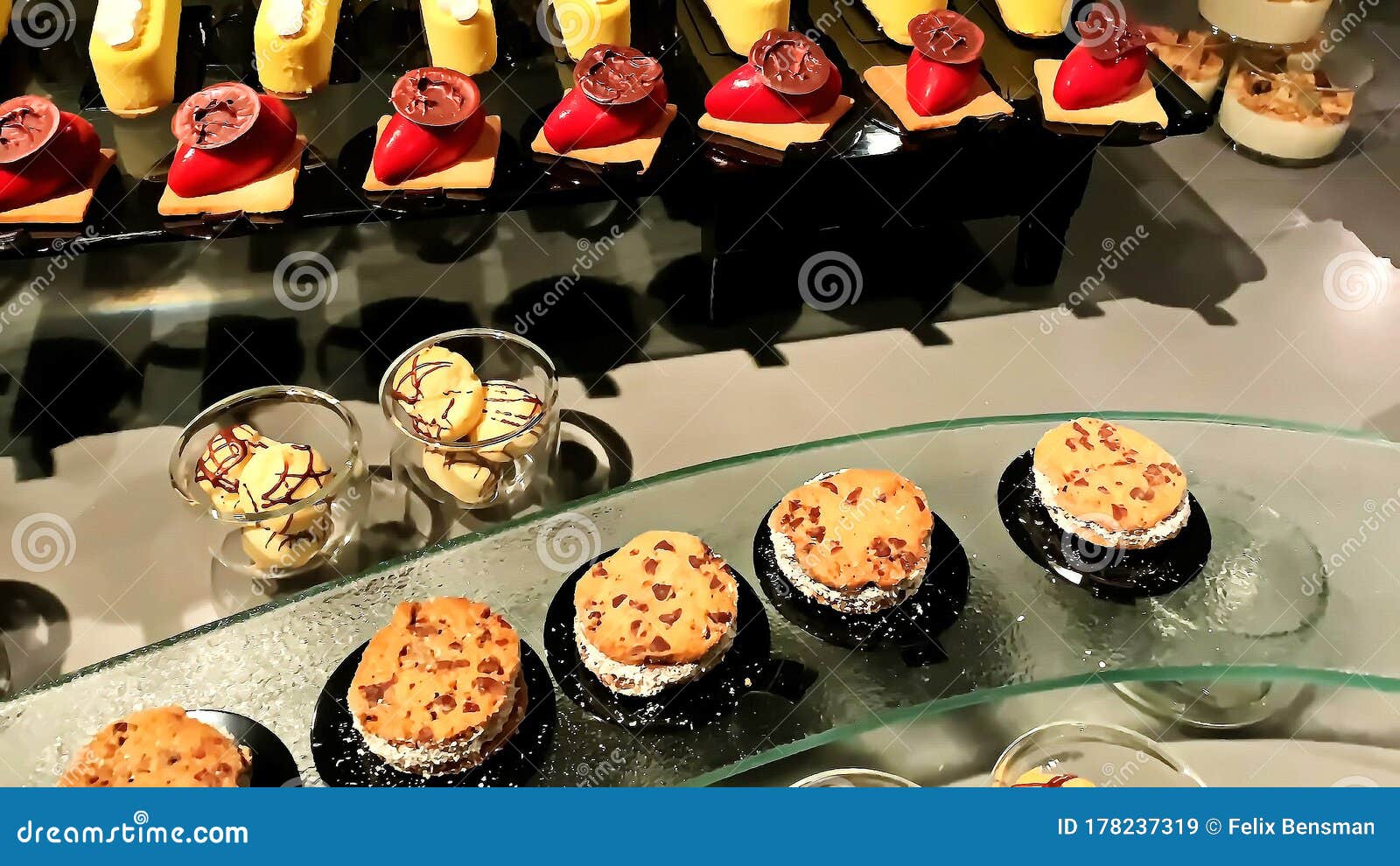 Catering Services Background with Assortment of Fresh Pastry Stock