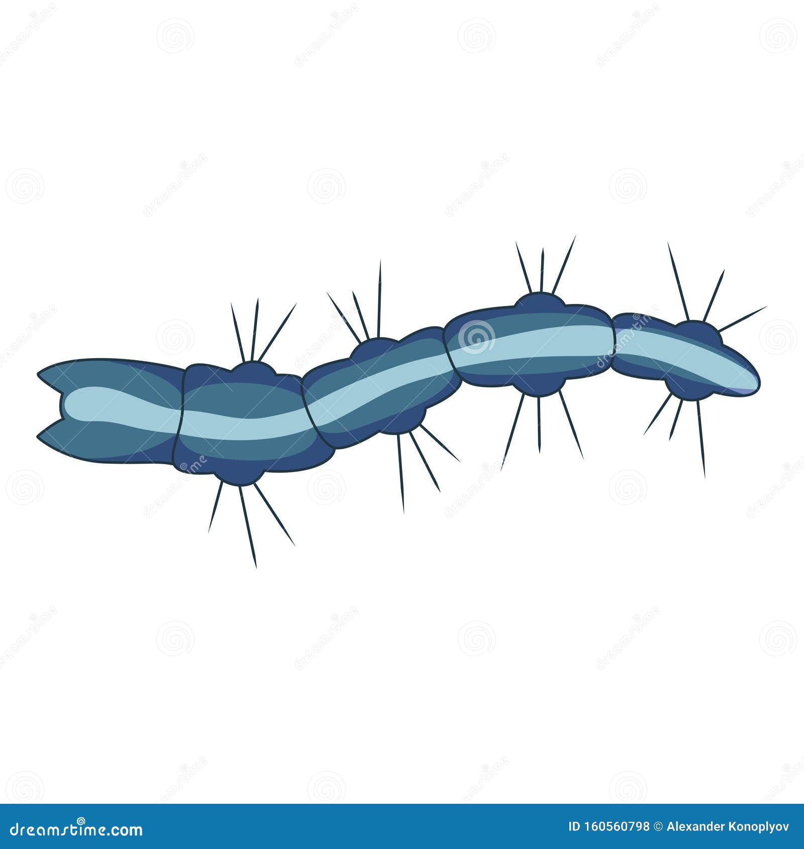 caterpillar blue insect icon, nature and entomology
