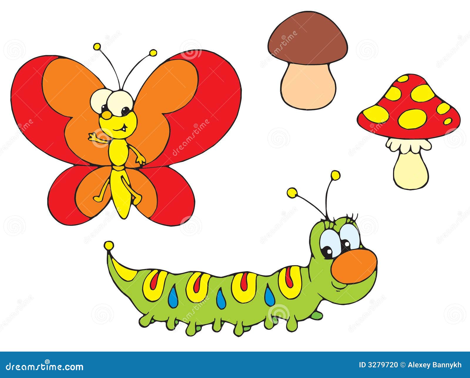 caterpillar to butterfly cartoon