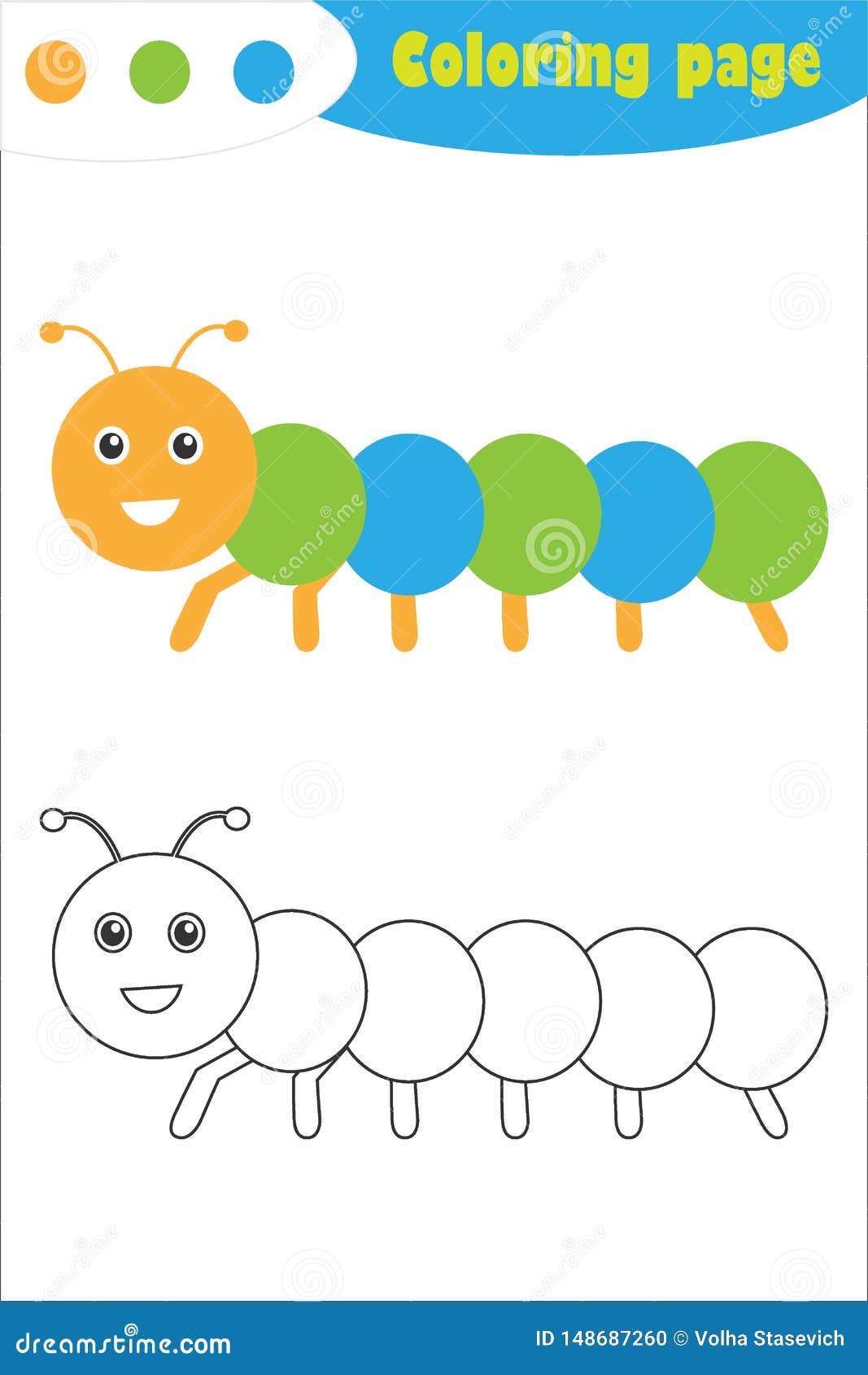 Download Caterpillar In Cartoon Style, Coloring Page, Spring ...