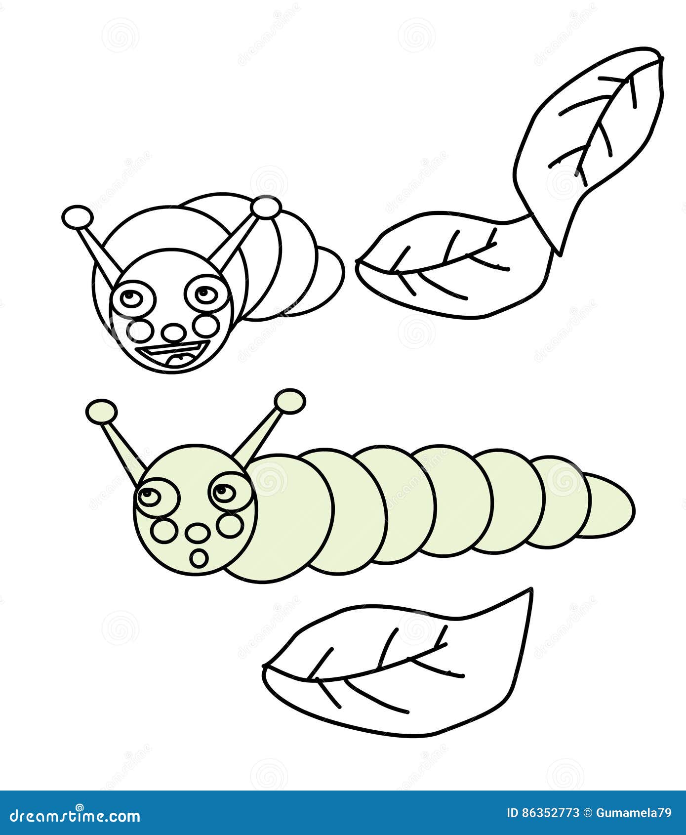 Caterpillar coloring page stock illustration. Illustration of draw