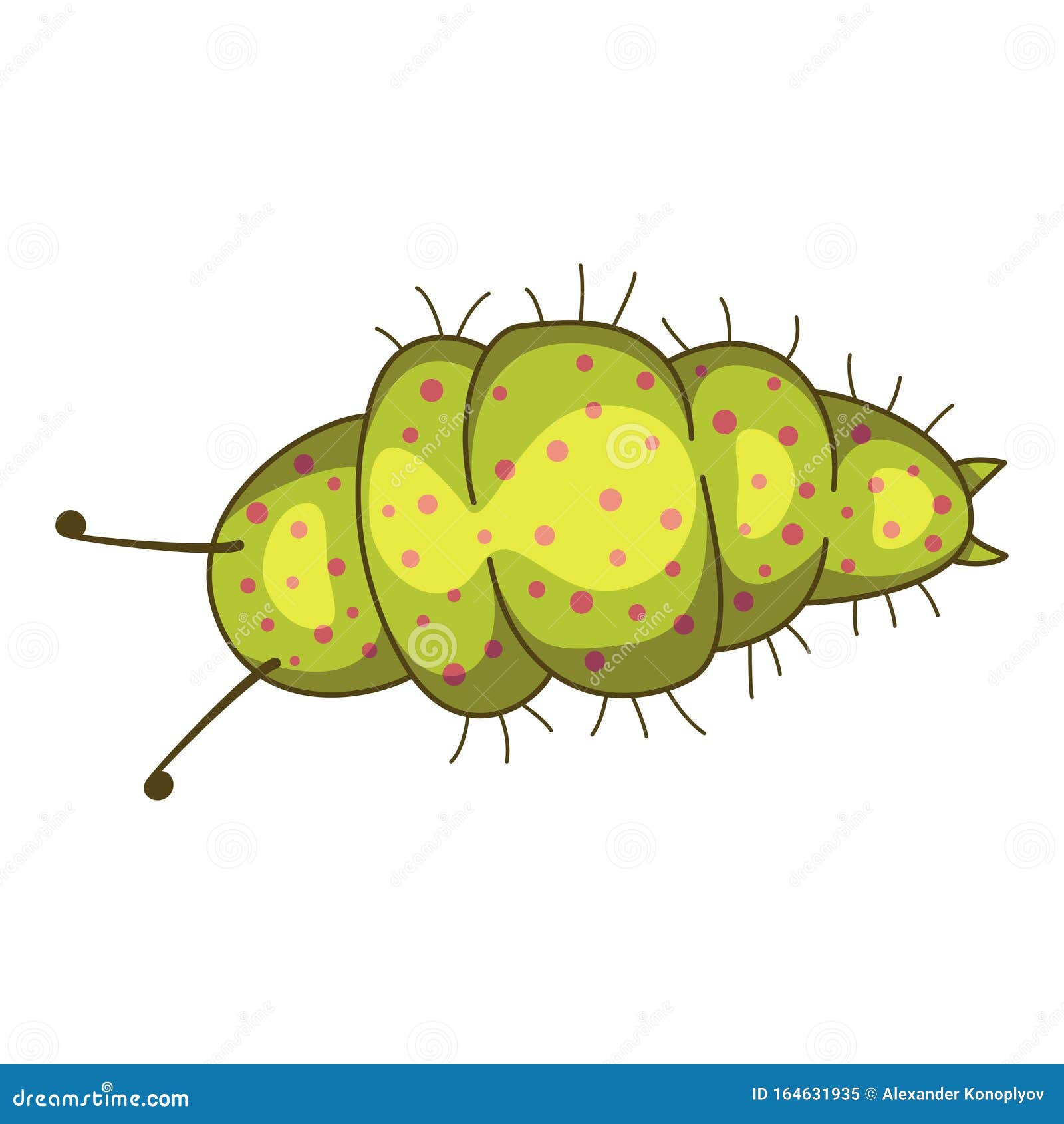 caterpillar insect icon, green nature and entomology