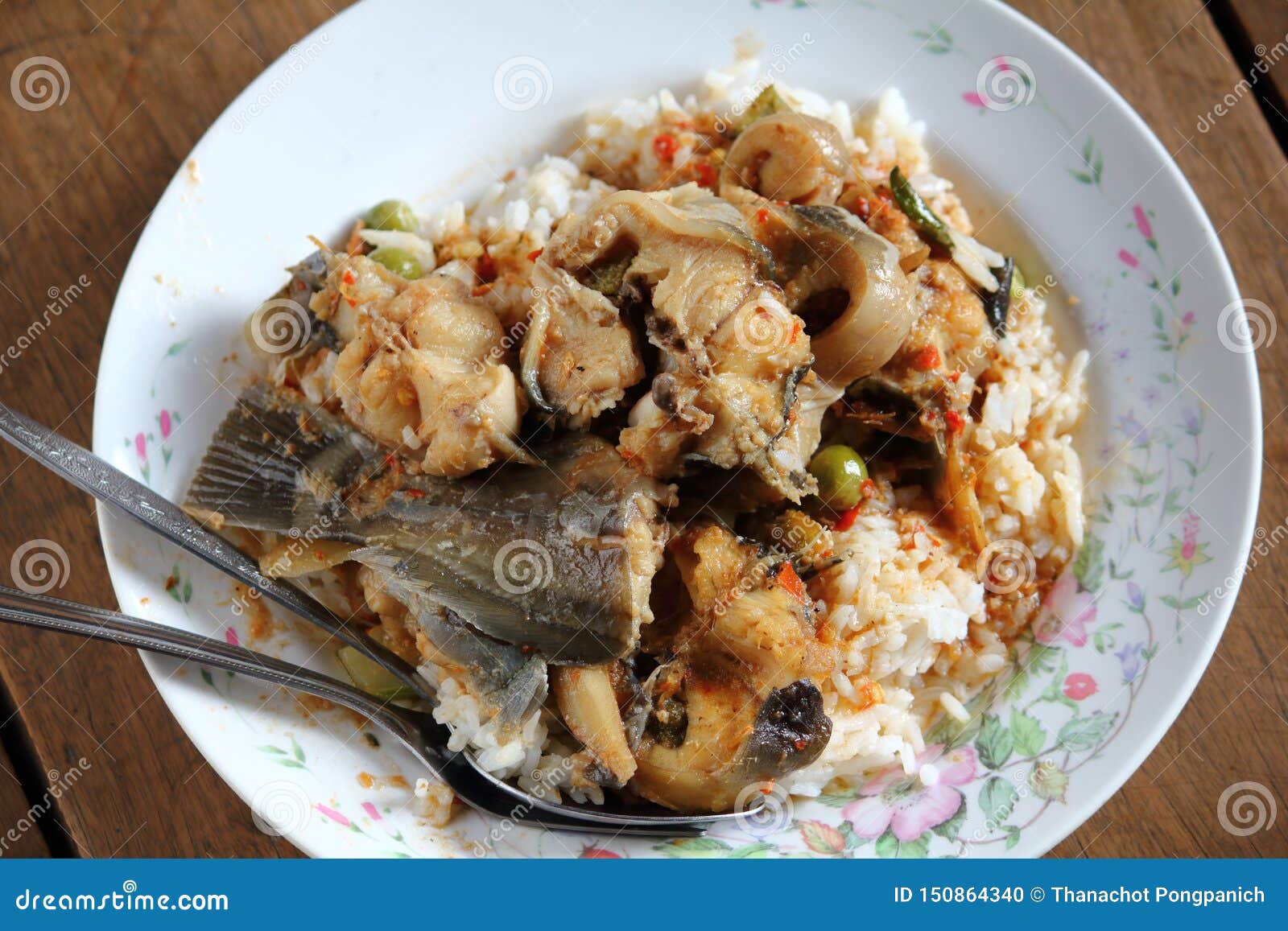Catfish Curry with Rice in Thai Food Stock Photo Image of pork, food