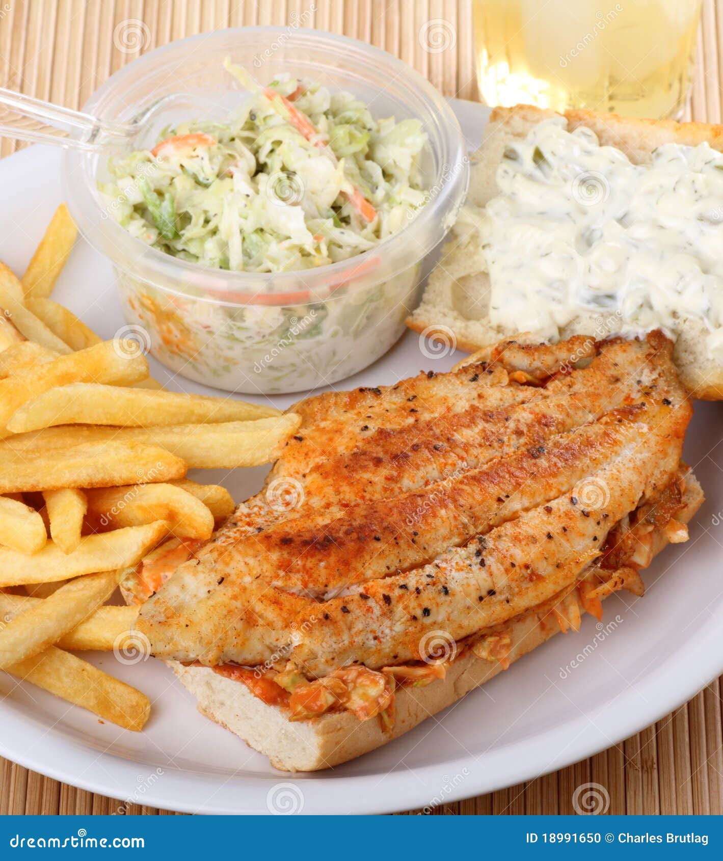 Catfish Fillet Sandwich stock photo. Image of meal, coleslaw 18991650