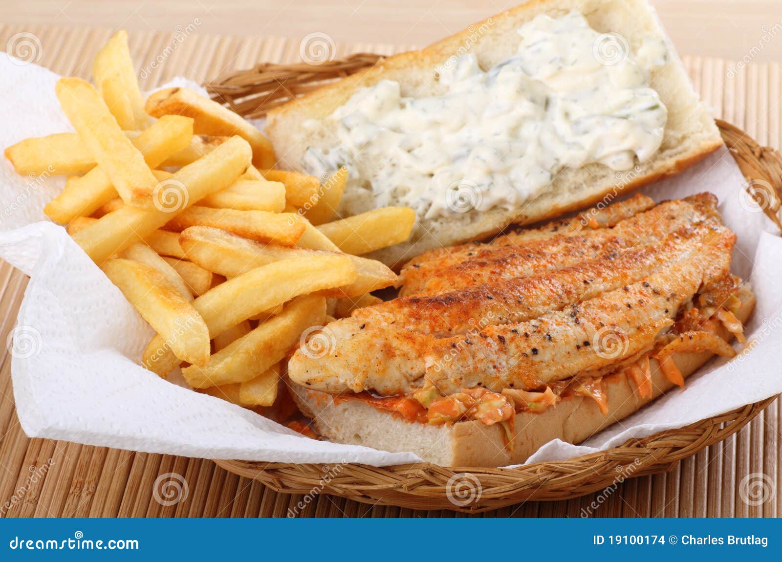 Catfish Fillet Sandwich stock photo. Image of french 19100174