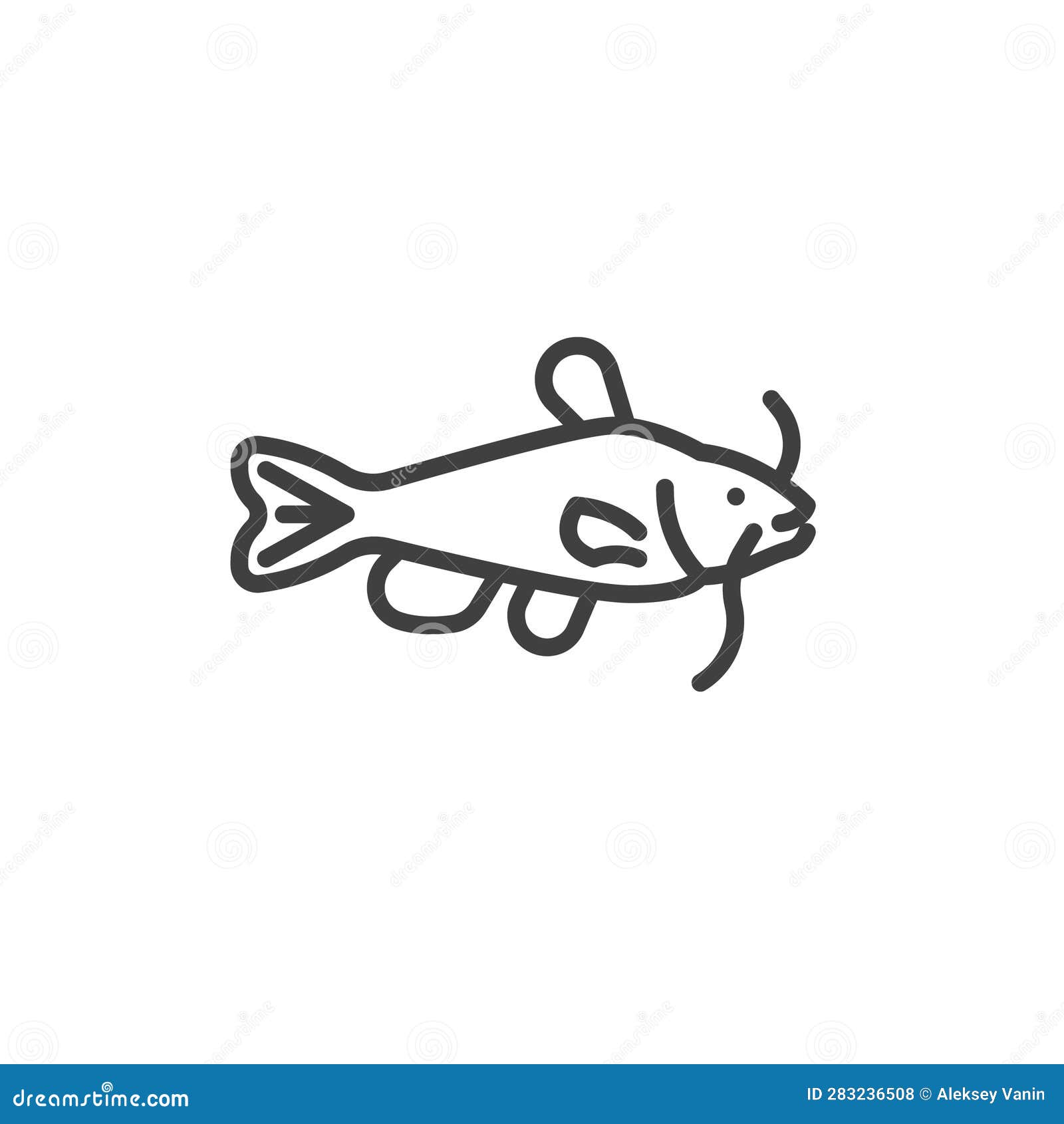 Catfish fish line icon stock vector. Illustration of graphics - 283236508