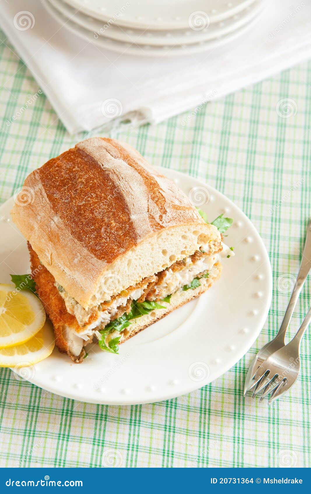 Catfish Sandwich stock photo. Image of plate, lettuce 20731364
