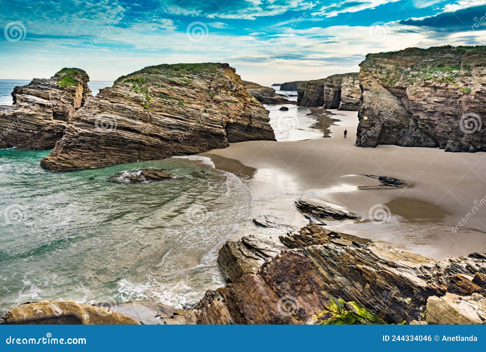 Cathedral Beach in Galicia Spain. Tourist Attraction Stock Photo ...