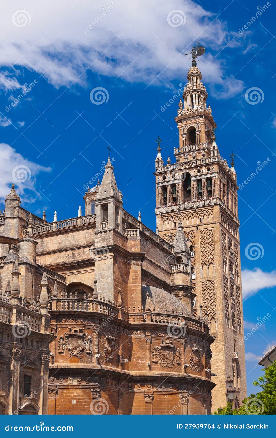 Cathedral La Giralda At Sevilla Spain Stock Photo - Image of ancient ...