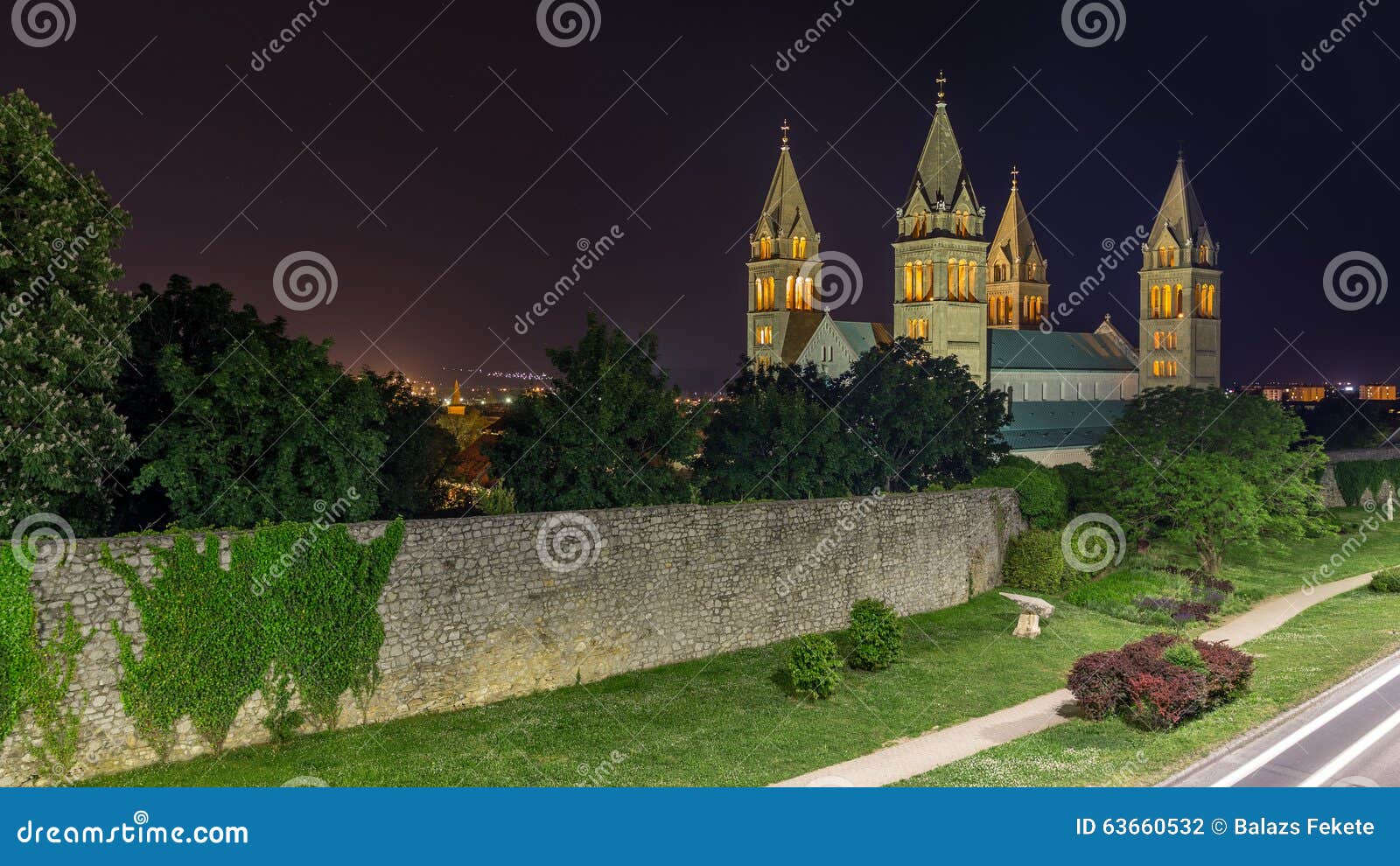 cathedral by night, pÃÂ©cs, hungary