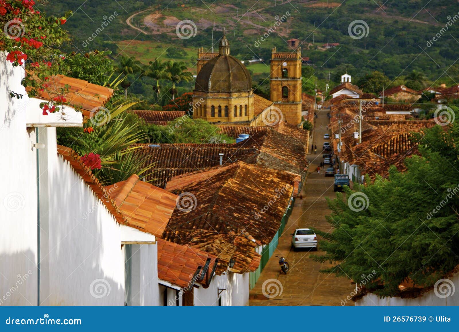 cathedral and roofs of colonial houses, barichara