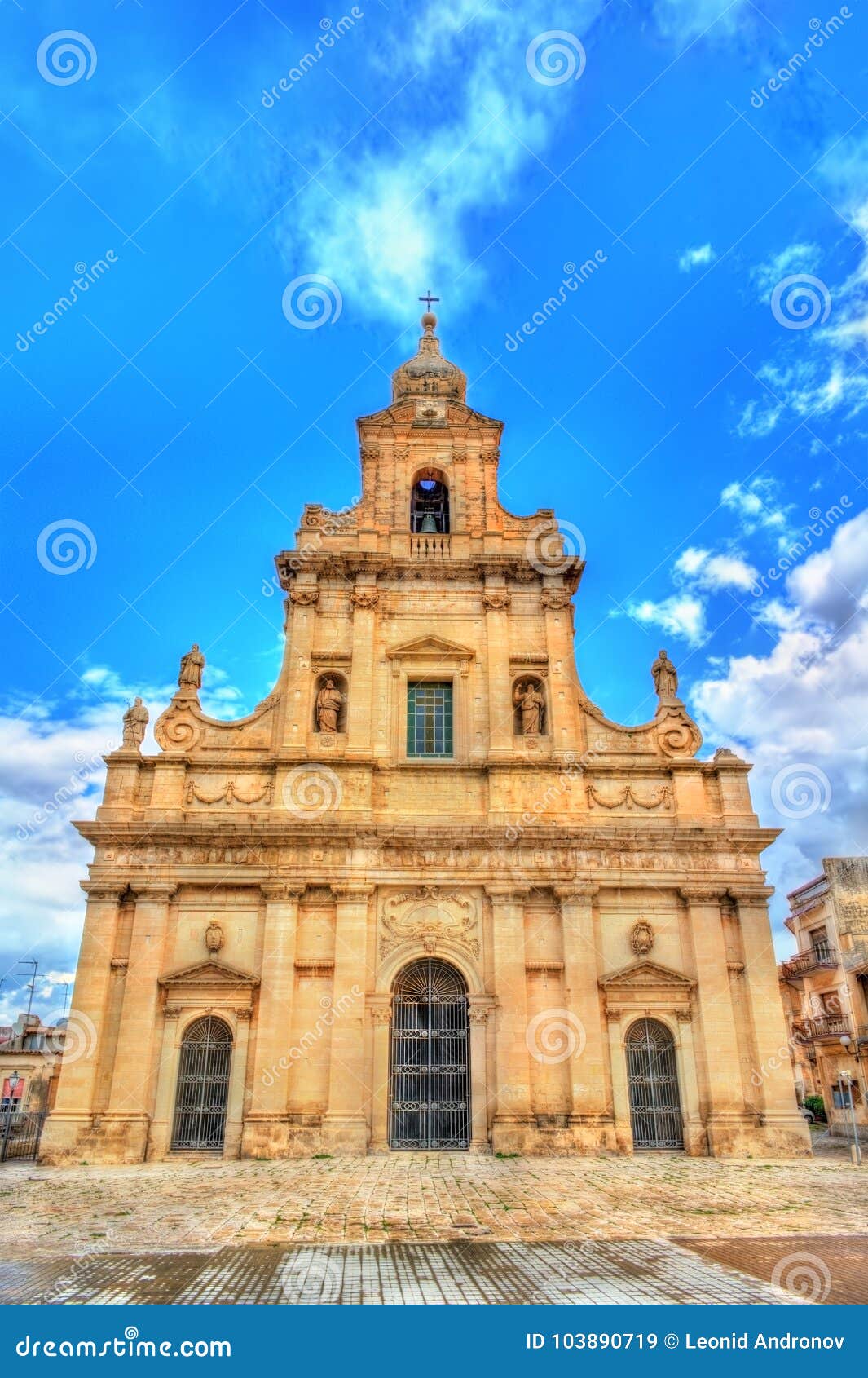 the cathedral of santa maria delle stelle in comiso - sicily, italy