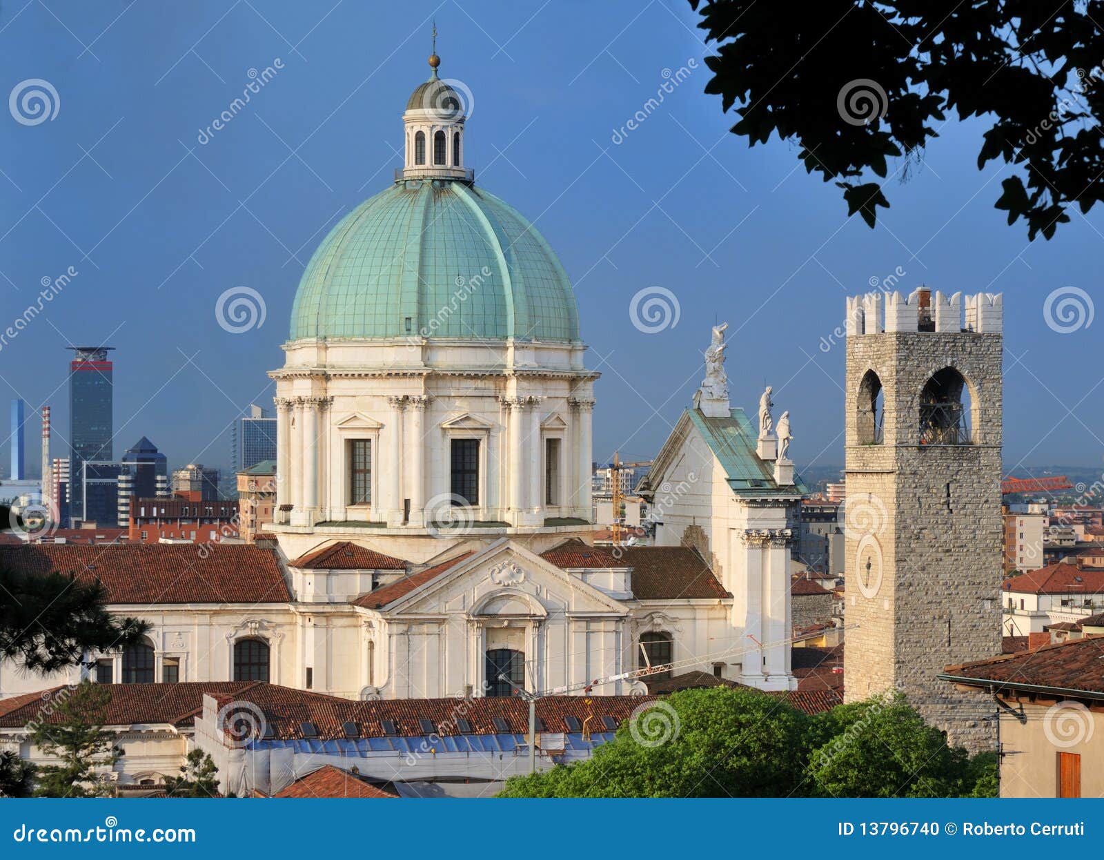 cathedral and skyline of brescia, italy