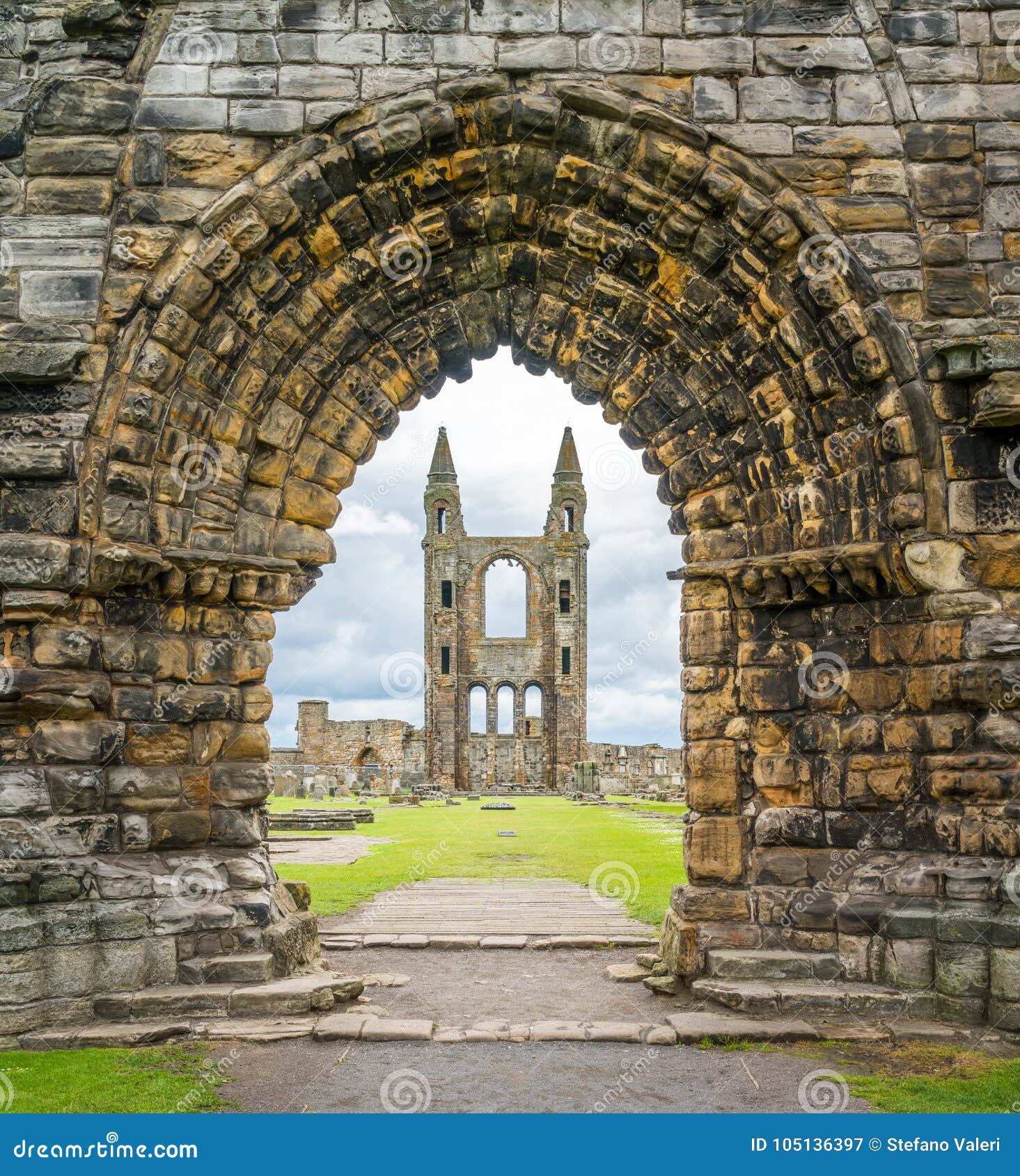 entrance gate to saint andrews cathedral, scotland.