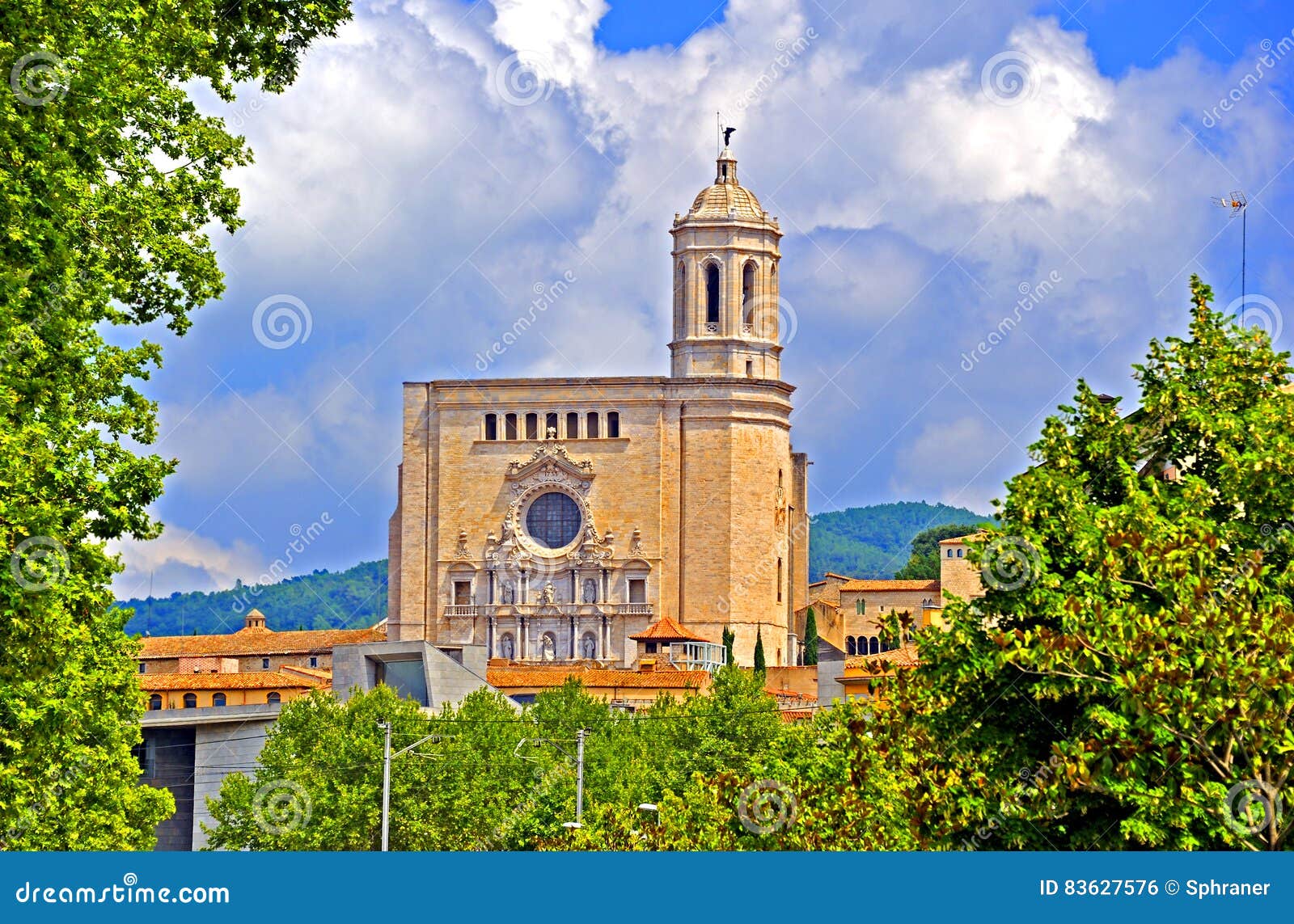Cathedral of St. Mary in Girona, Spain. Cathedral of St. Mary in Girona ia an excellent example of Catalan Gothic architecture