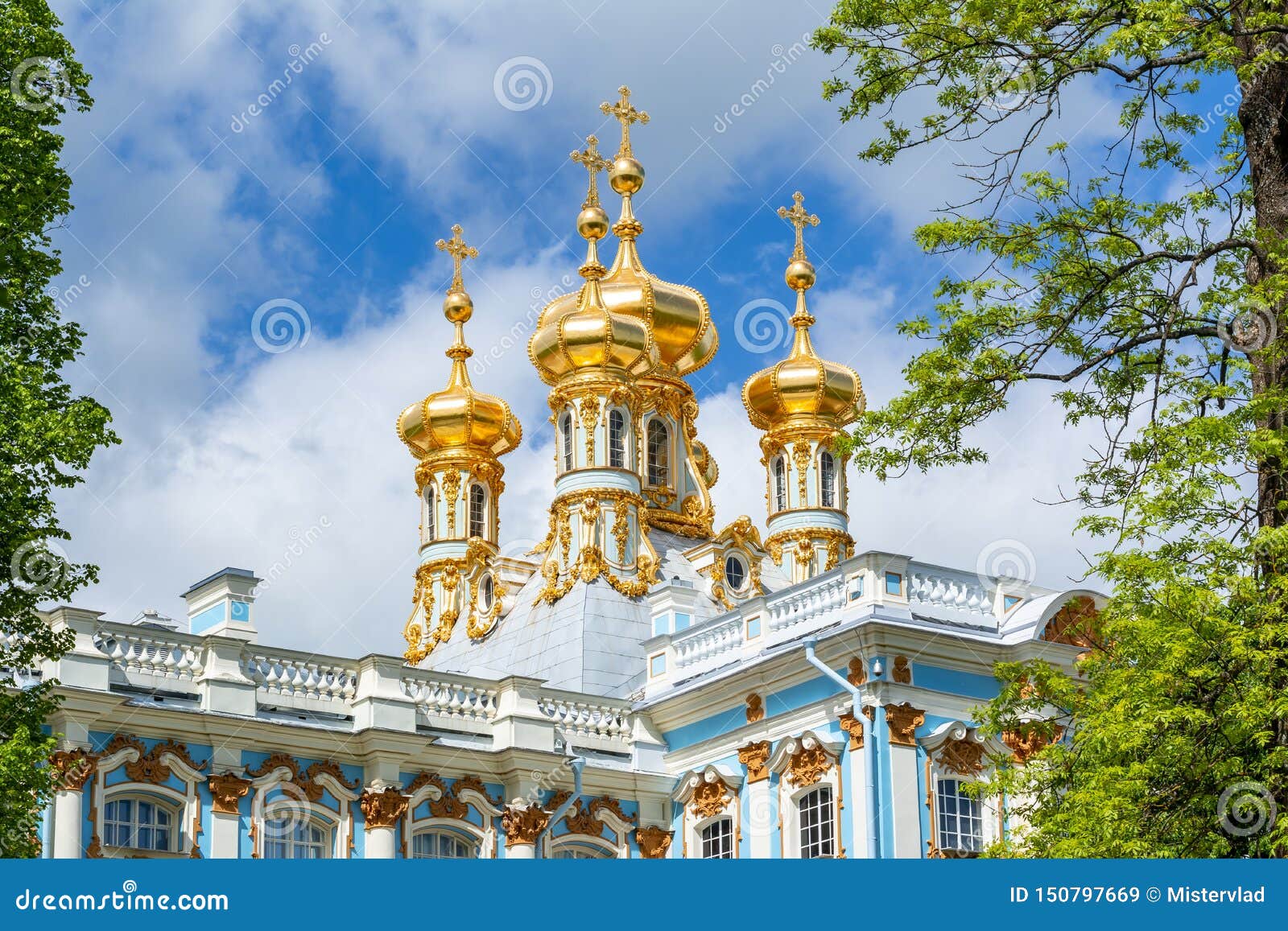 catherine palace church dome in tsarskoe selo pushkin, st. petersburg, russia