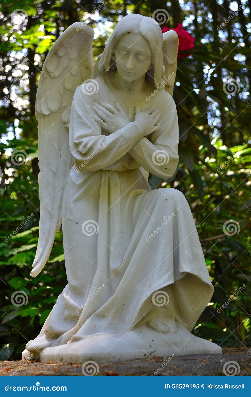 Catholic Angel Statue Kneeling and Praying. Stock Image Image of