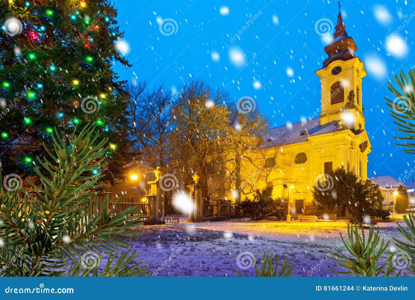 Catholic Church in the Christmastime Stock Photo Image of europe
