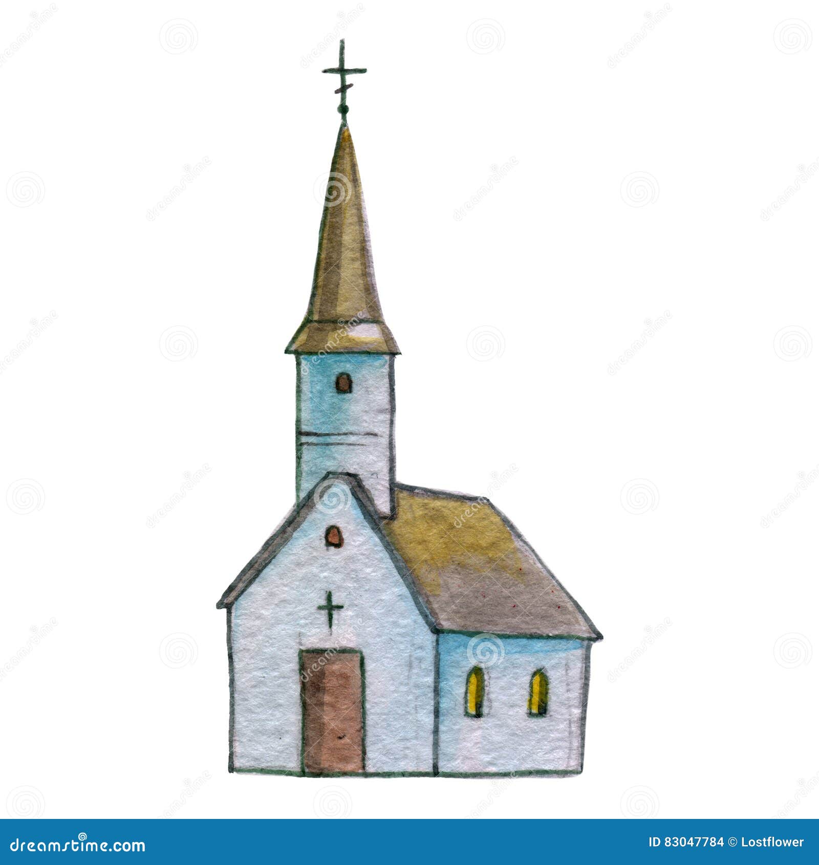 catholic church kirk hand drawn image