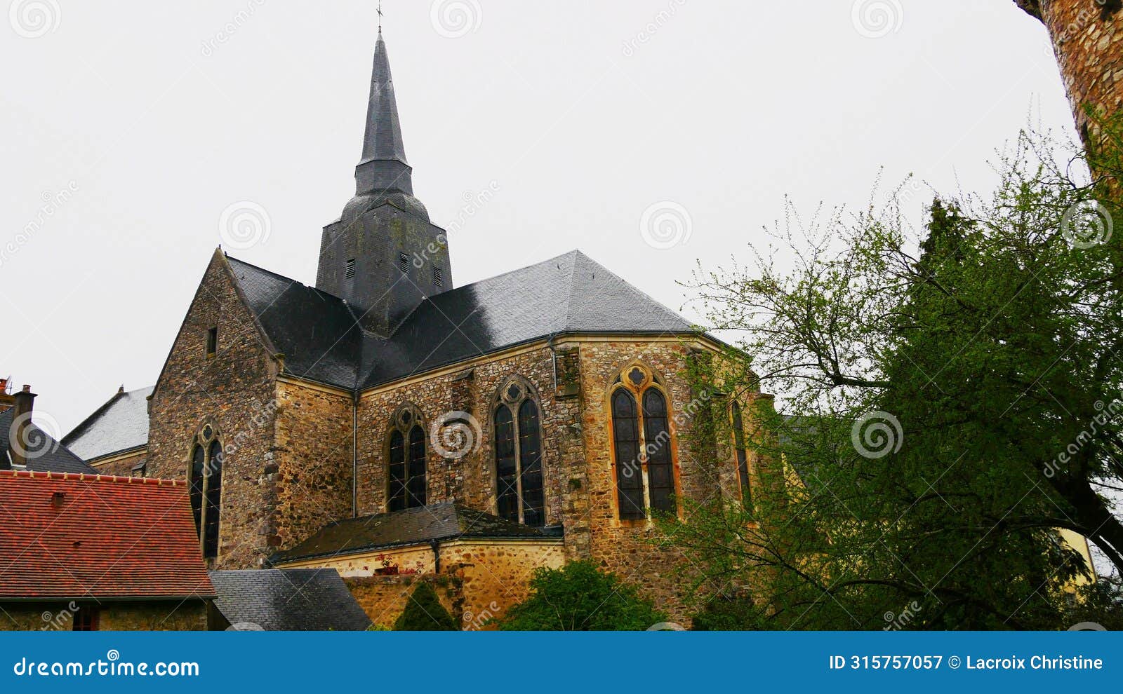 catholic church of sainte-suzanne-et-chammes in the erve valley in mayenne france