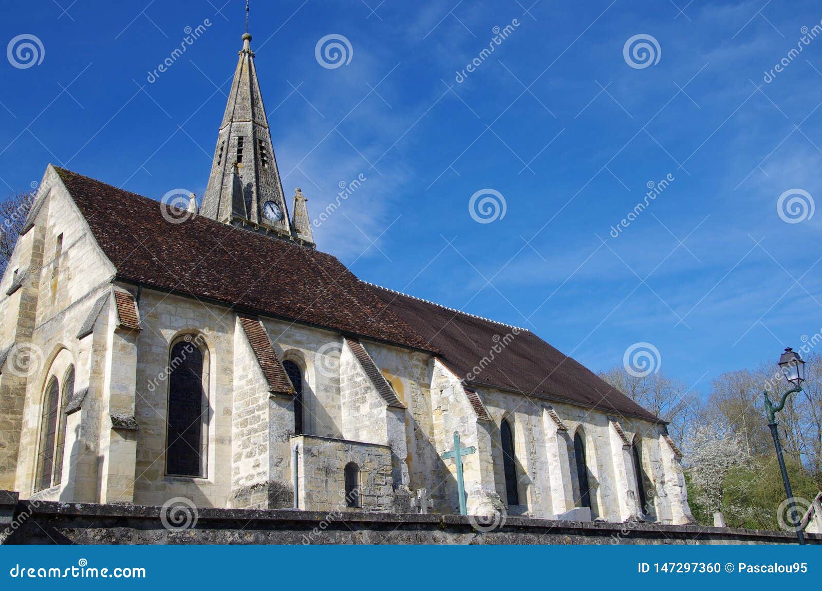 church in a small village near paris in france, europe