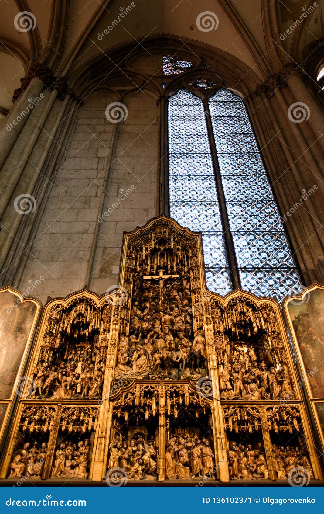 Catholic Cologne Cathedral Interior Detais Germany