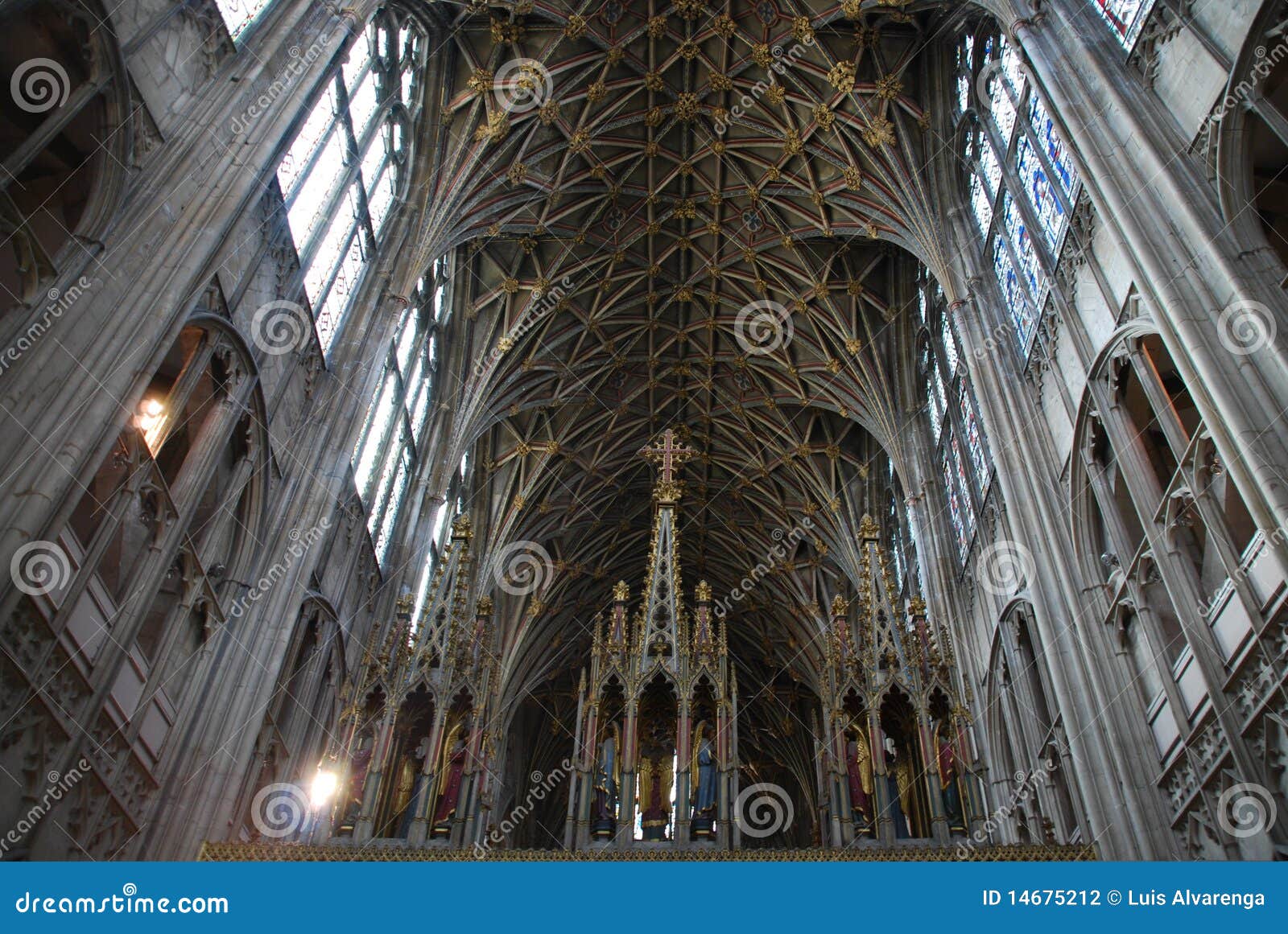 Cathédrale de Gloucester. Intérieur de la cathédrale célèbre de Gloucester, Angleterre (Royaume-Uni)