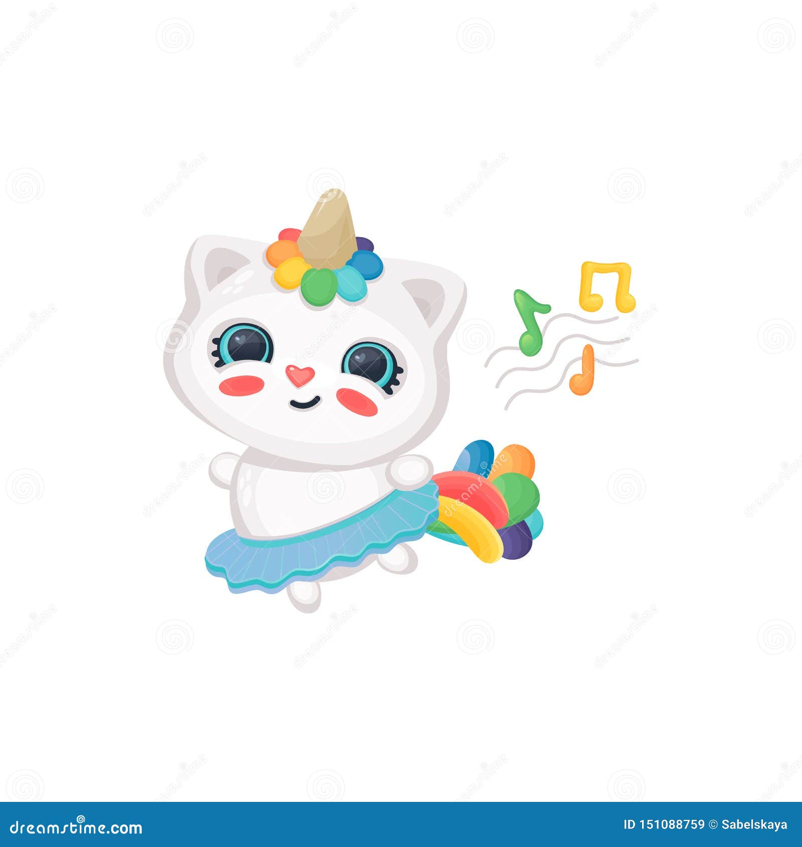 Desenhos Animados Personagem Caticorn Bonito Vector Kawaii Gato