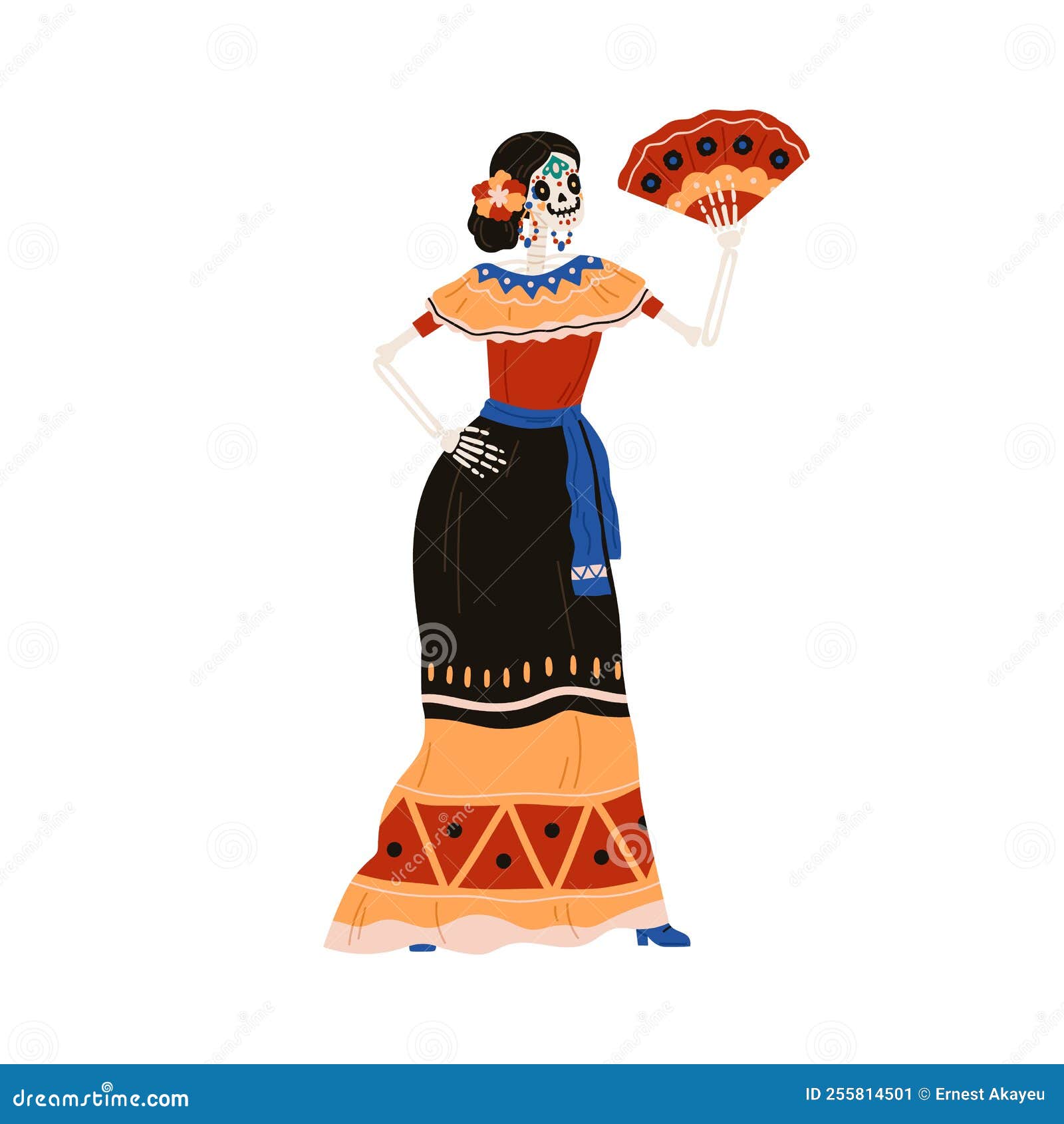 Catrina Calavera Esqueleto Con Ventilador En Las Flores De Vestir. Mujer En Katrina Garbancera Disfraz Para El Dia De Los Muertos Ilustración del Vector - Ilustración de esqueleto, persona: 255814501 Catrina Calavera Esqueleto Con Ventilador En Las Flores De Vestir. Mujer En Katrina Garbancera Disfraz Para El Dia De Los Muertos Ilustración del Vector - Ilustración de esqueleto, persona: 255814501
