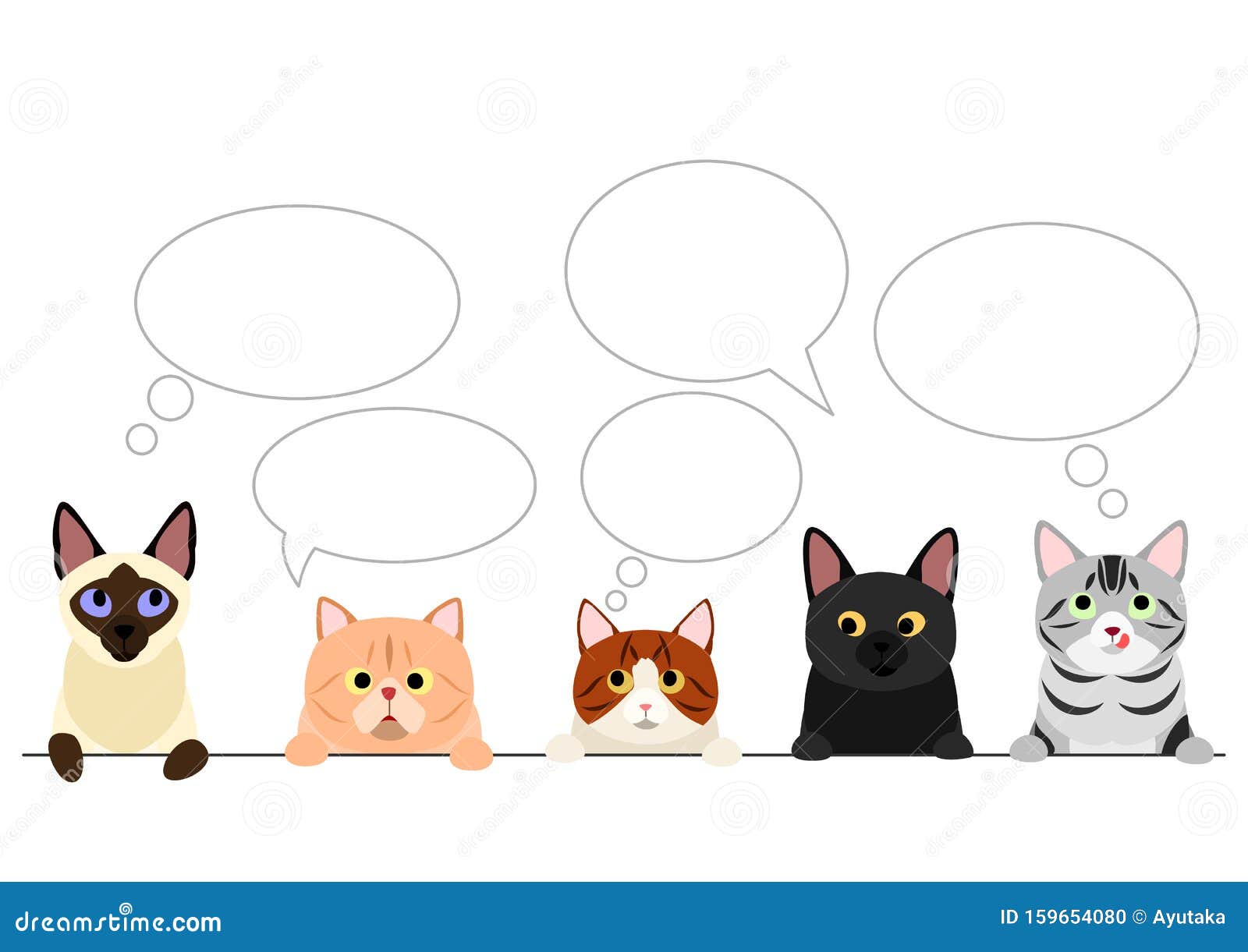 Cats Border with Speech Bubbles Stock Vector Illustration of isolated