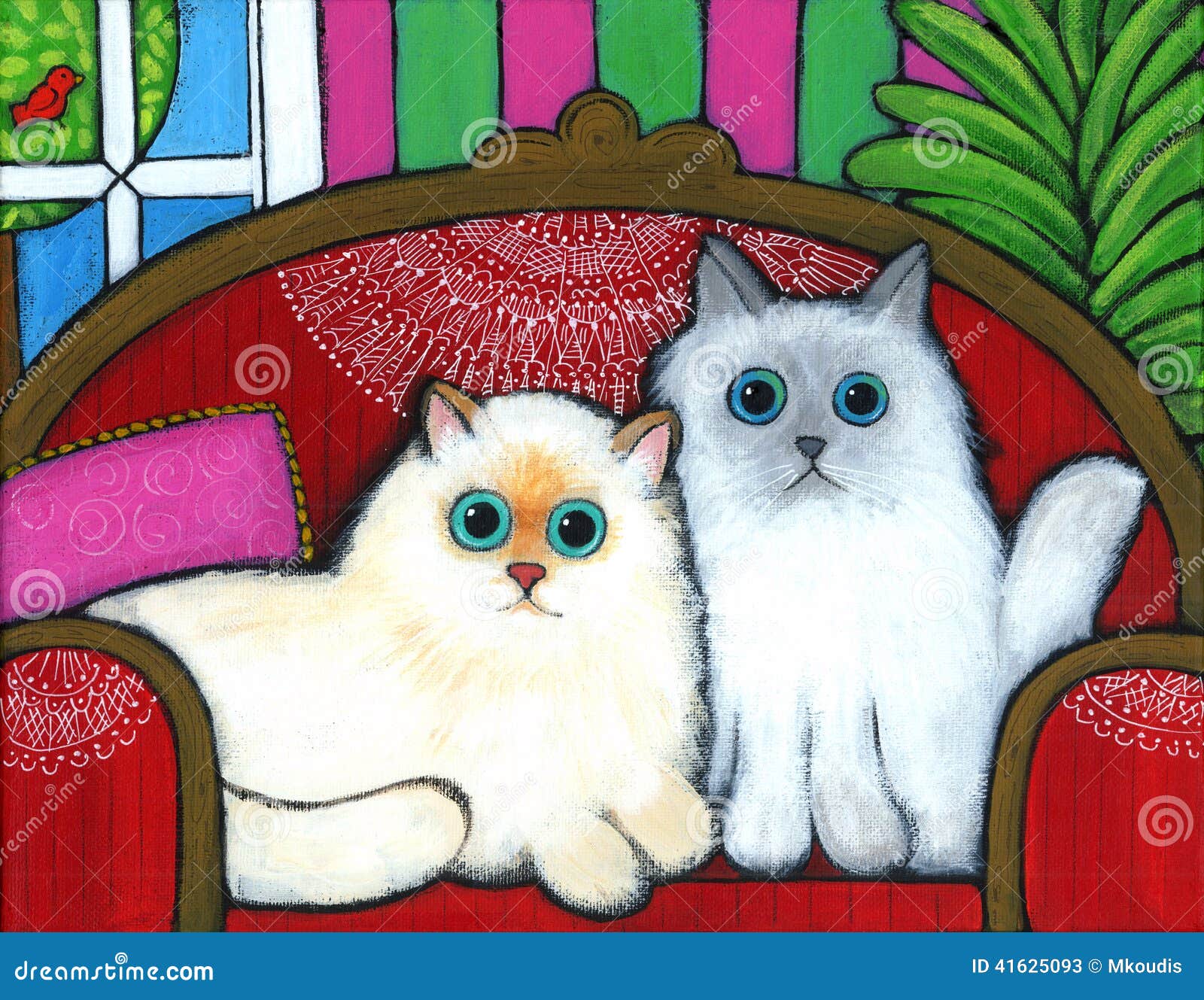 Cats on Couch stock illustration. Illustration of beige 41625093