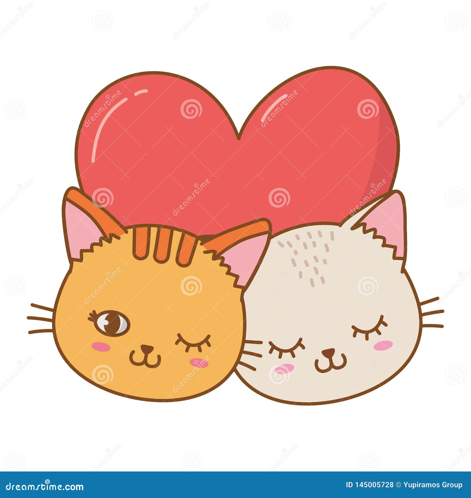 Cats with heart stock vector. Illustration of love, icon - 145005728