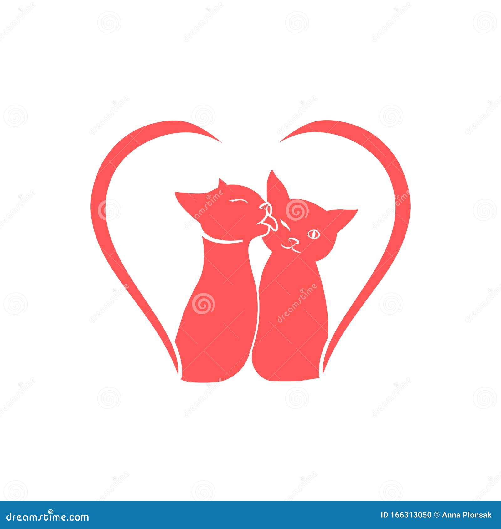 The Cats are Kissing. Icon for the Day of Lovers Stock