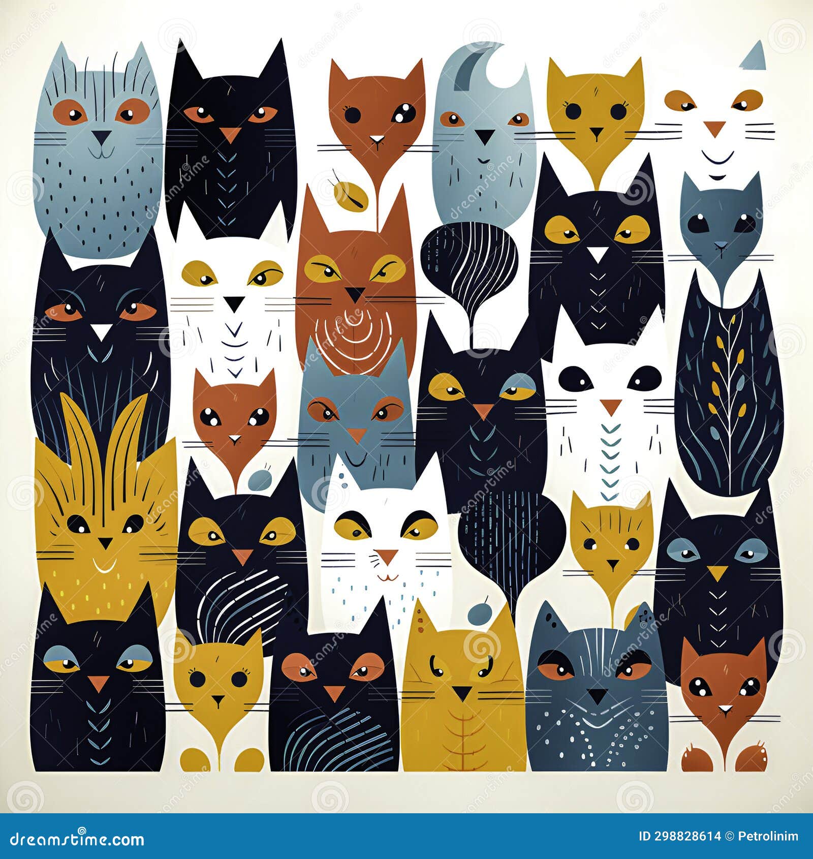 cats pattern on white background