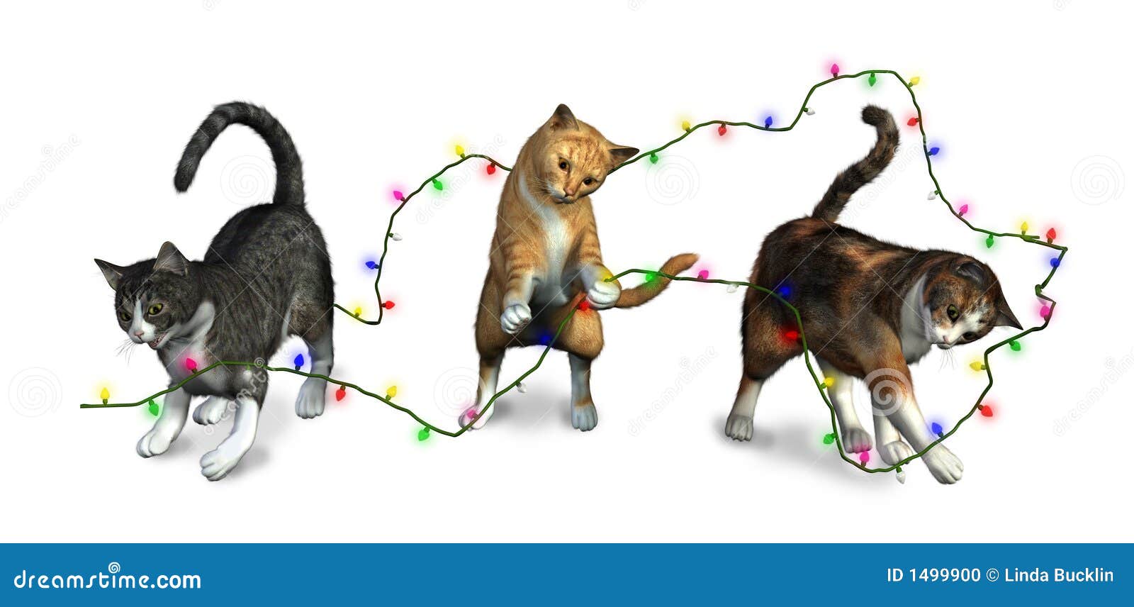 Cats Playing Christmas Lights Stock Illustrations 9 Cats Playing