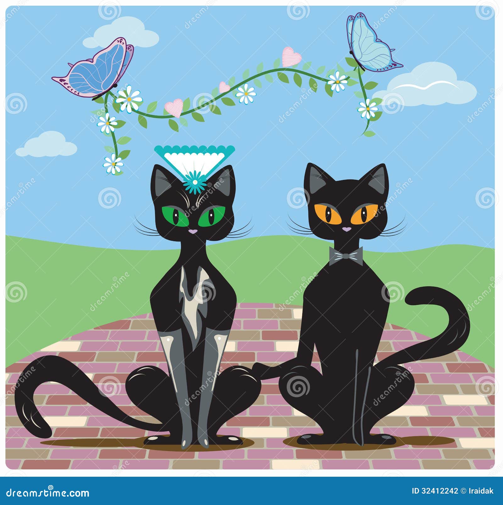 Cats Wedding stock vector. Illustration of heart, romance 32412242