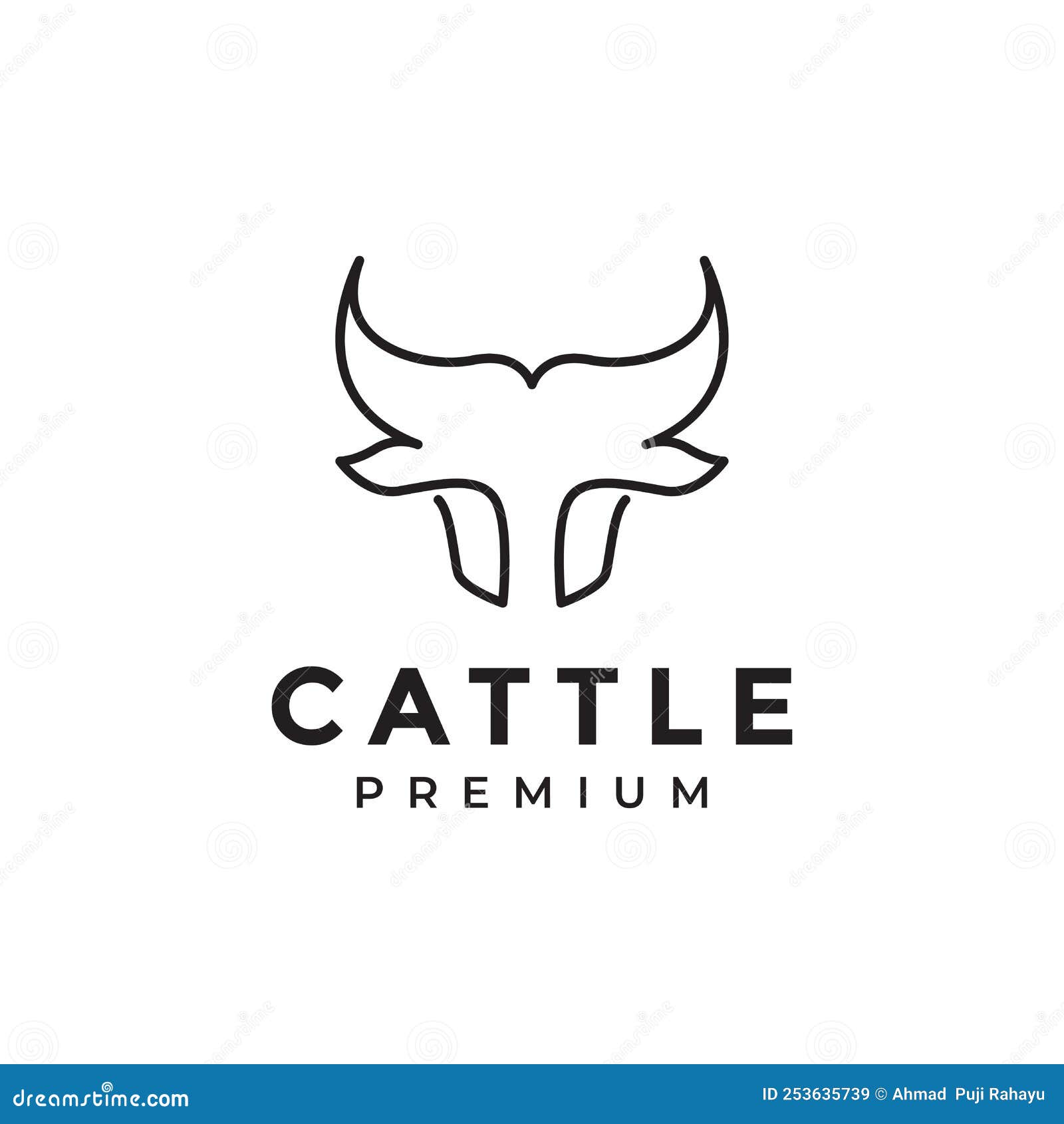 Cattle Head Horn Minimal Logo Design Stock Vector Illustration of