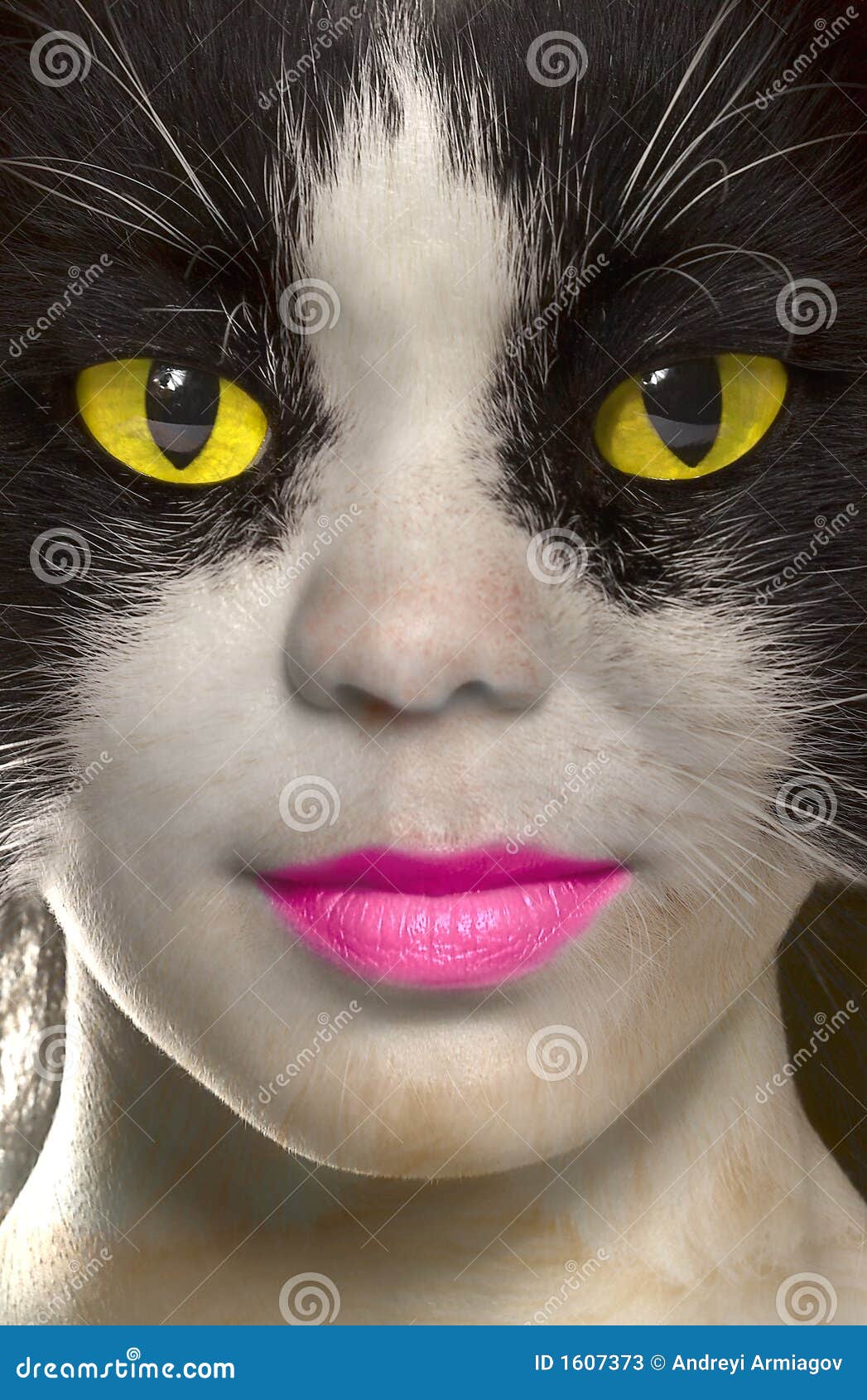 catwoman with brightly yellow eyes