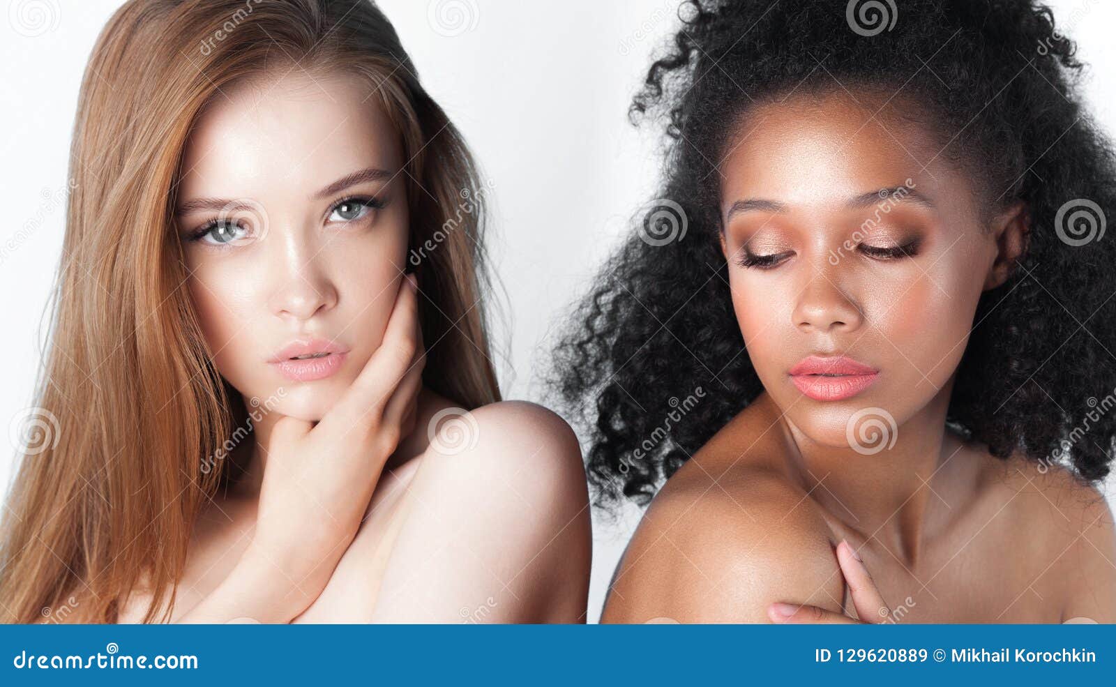Caucasian And African Teen Girls Closeup Stock Image I