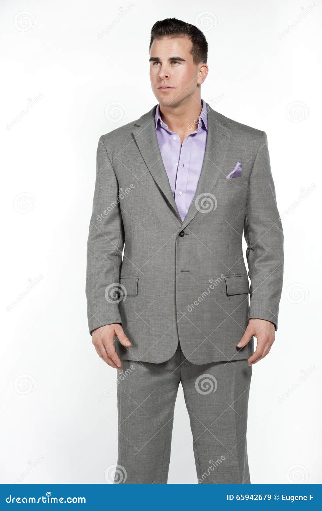Caucasian Athletic Male in Fitted Gray Suit Stock Photo - Image of macho,  portrait: 66678594