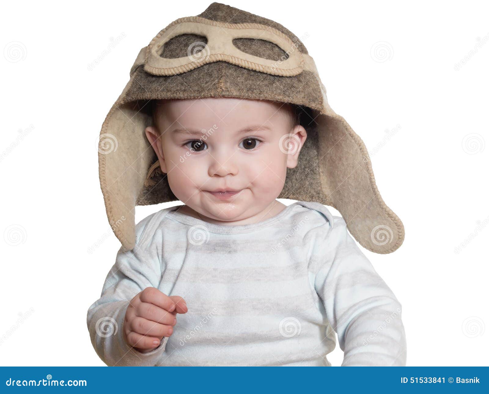 Caucasian Baby Boy in Pilot Hat Isolated Stock Image Image of sweet