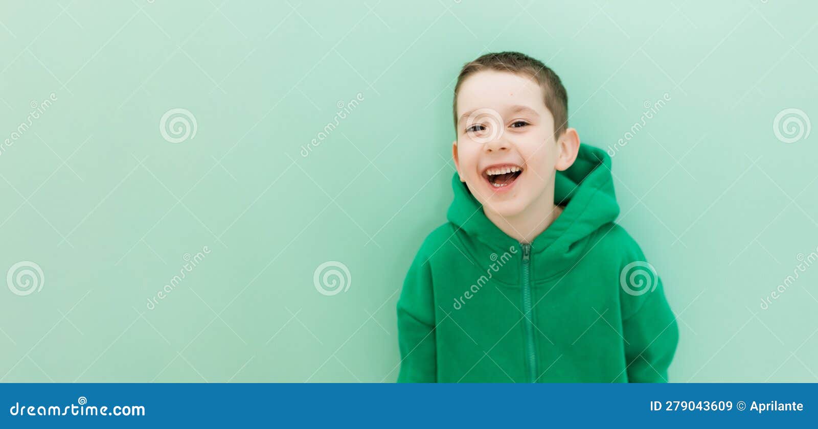 Caucasian Boy in Green Hoodie Copyspace Stock Image - Image of school ...